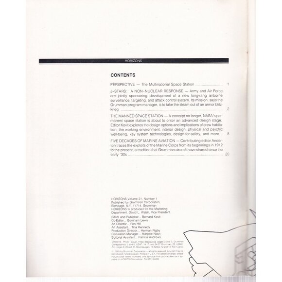 Horizons Magazine Vol. 21 No. 1 1985 Grumman Space Station Marine Aviation - Picture 2 of 9